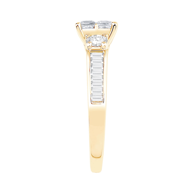 Main Image 2 of 1-3/8 CT. T.W. Princess-Cut Diamond Quad Engagement Ring in 14K Gold