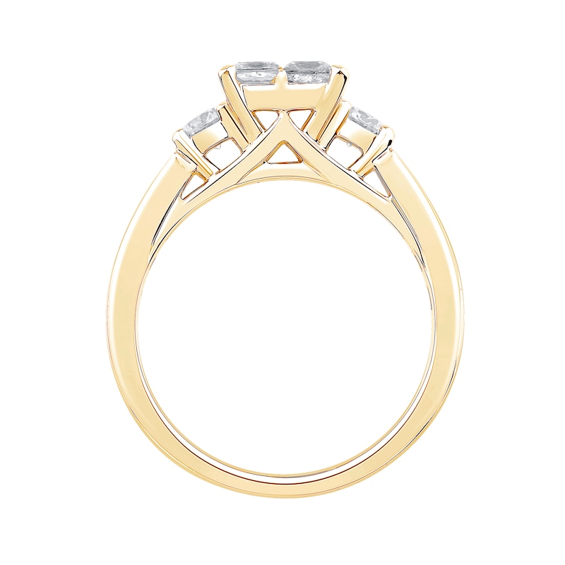 Main Image 3 of 1-3/8 CT. T.W. Princess-Cut Diamond Quad Engagement Ring in 14K Gold