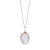 Thumbnail Image 1 of Enchanted Disney Ariel Oval Mother-of-Pearl, Amethyst and Diamond Castle Pendant in Sterling Silver and 10K Rose Gold