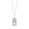 Thumbnail Image 1 of Enchanted Disney Majestic Princess Mother-of-Pearl and Diamond Castle Pendant in Sterling Silver and 10K Rose Gold - 19”