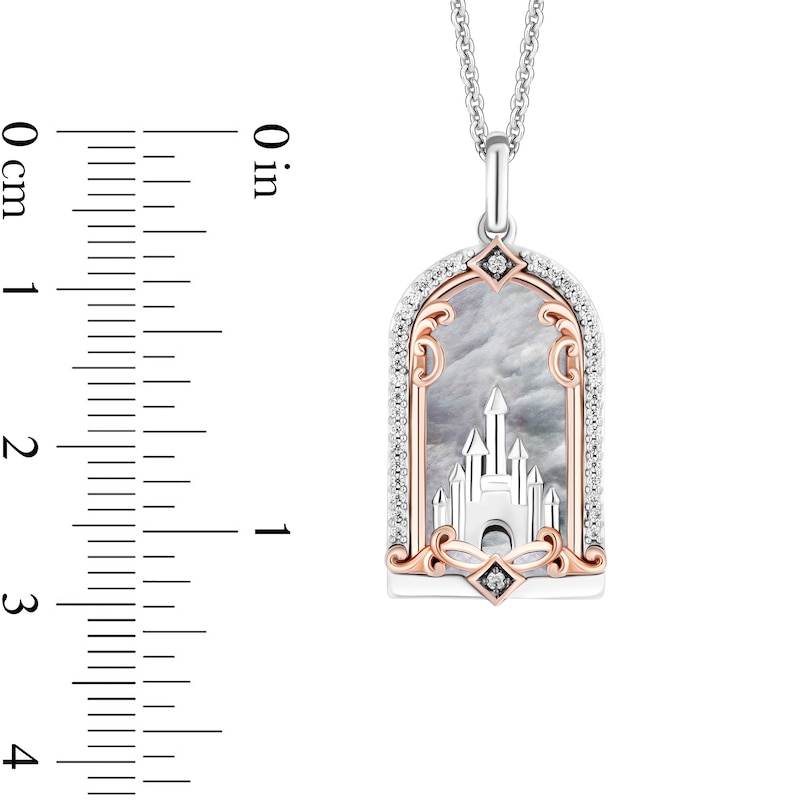 Main Image 3 of Enchanted Disney Majestic Princess Mother-of-Pearl and Diamond Castle Pendant in Sterling Silver and 10K Rose Gold - 19”
