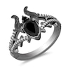 Thumbnail Image 1 of Enchanted Disney Villains Maleficent Pear-Shaped Onyx and 1/8 CT. T.W. Diamond Horns Ring in Black Sterling Silver