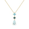 Thumbnail Image 1 of Multi-Shaped Blue Topaz Drop Necklace in Sterling Silver with 14K Gold Plate