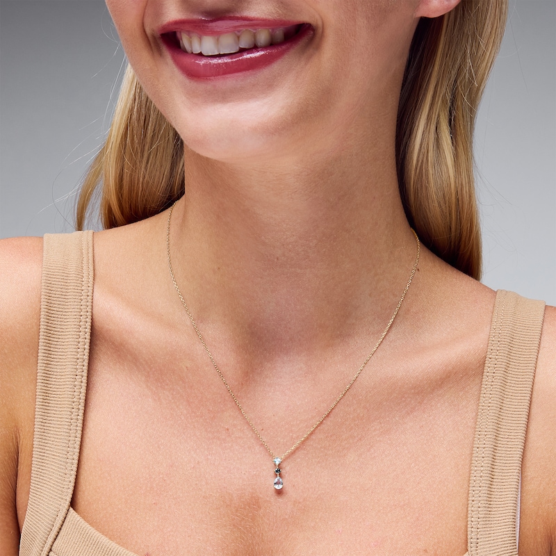 Main Image 2 of Multi-Shaped Blue Topaz Drop Necklace in Sterling Silver with 14K Gold Plate