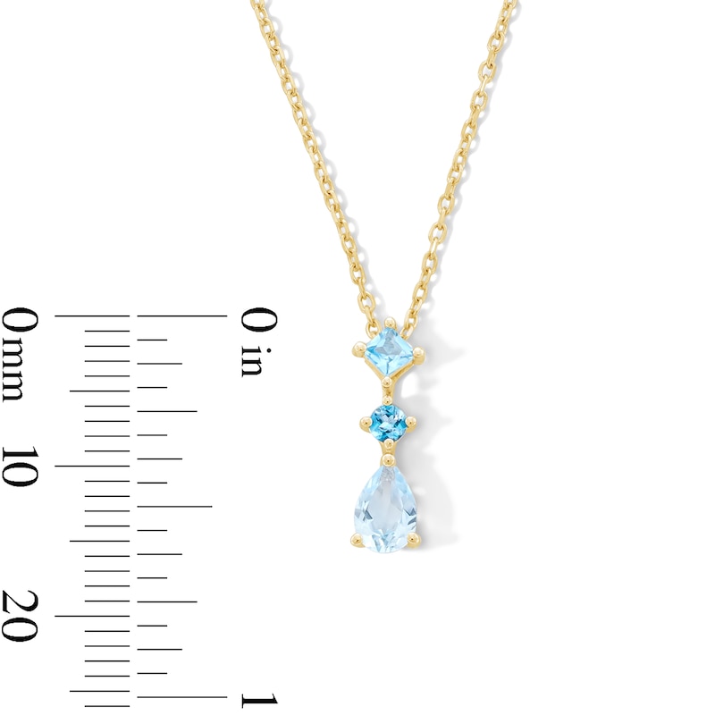 Main Image 4 of Multi-Shaped Blue Topaz Drop Necklace in Sterling Silver with 14K Gold Plate