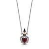 Thumbnail Image 1 of Enchanted Disney Villains Evil Queen Heart Garnet, Onyx and Diamond Dagger Necklace in Sterling Silver and 10K Gold