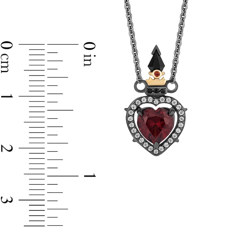 Main Image 3 of Enchanted Disney Villains Evil Queen Heart Garnet, Onyx and Diamond Dagger Necklace in Sterling Silver and 10K Gold