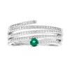 Thumbnail Image 1 of Lab-Created Emerald and White Lab-Created Sapphire Spiral Ring in Sterling Silver