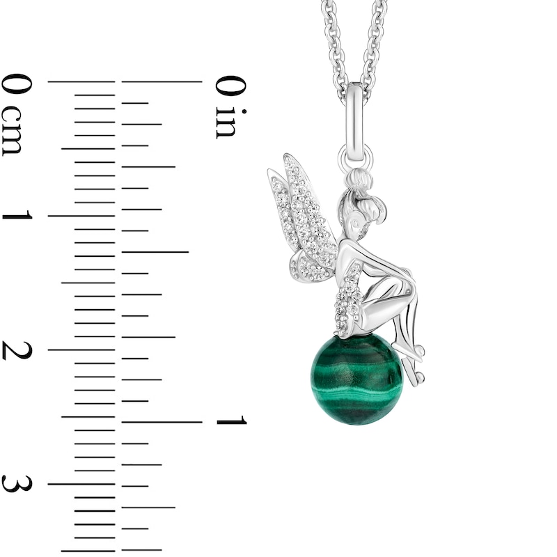 Main Image 3 of Enchanted Disney Tinker Bell Malachite and 1/10 CT. T.W. Diamond Pendant in Sterling Silver - 19"