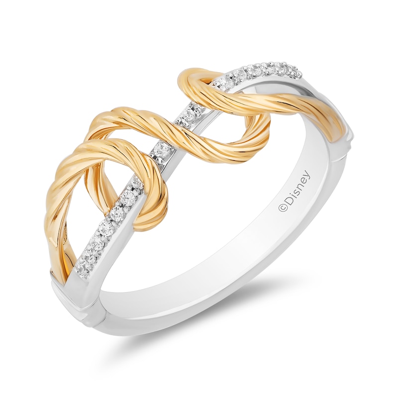 Main Image 1 of Enchanted Disney Rapunzel 1/15 CT. T.W. Diamond Swirl Wrap Ring in Sterling Silver and 10K Gold