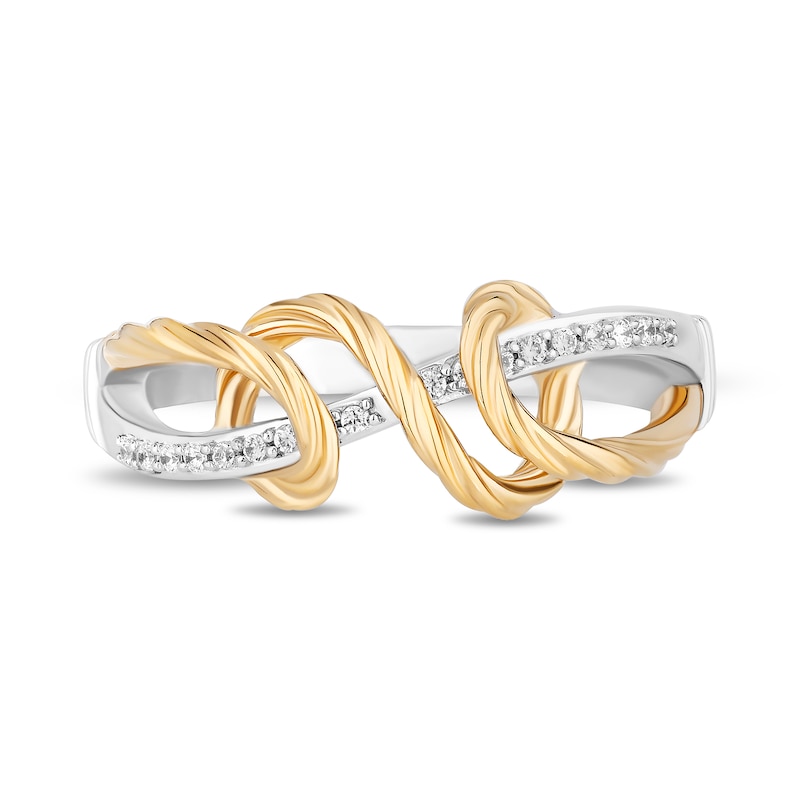 Main Image 4 of Enchanted Disney Rapunzel 1/15 CT. T.W. Diamond Swirl Wrap Ring in Sterling Silver and 10K Gold