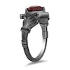 Thumbnail Image 2 of Enchanted Disney Villains Evil Queen Heart-Shaped Garnet and 1/10 CT. T.W. Diamond Hands Ring in Black Sterling Silver