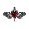 Thumbnail Image 4 of Enchanted Disney Villains Evil Queen Heart-Shaped Garnet and 1/10 CT. T.W. Diamond Hands Ring in Black Sterling Silver