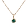 Thumbnail Image 1 of 4.0mm Lab-Created Emerald Bezel-Set Solitaire Pendant in Sterling Silver with 14K Gold Plate
