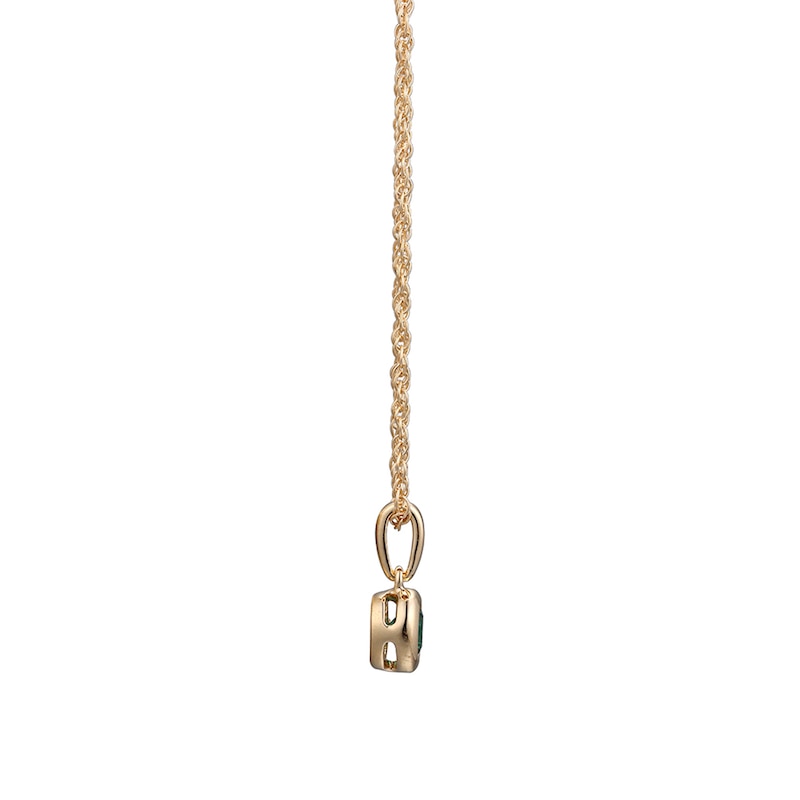Main Image 2 of 4.0mm Lab-Created Emerald Bezel-Set Solitaire Pendant in Sterling Silver with 14K Gold Plate