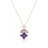 Thumbnail Image 2 of Amethyst, Pink Quartz and White Lab-Created Sapphire Drop Pendant and Earrings Set in Sterling Silver with Gold Plate
