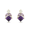Thumbnail Image 4 of Amethyst, Pink Quartz and White Lab-Created Sapphire Drop Pendant and Earrings Set in Sterling Silver with Gold Plate