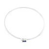 Thumbnail Image 2 of Emerald and Baguette-Cut Ceylon Blue and White Lab-Created Sapphire Bypass Bangle in Sterling Silver - 7.13"