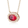 Thumbnail Image 3 of Oval Lab-Created Ruby and White Lab-Created Sapphire Frame Necklace and Earrings Set in Sterling Silver with Gold Plate