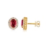 Thumbnail Image 8 of Oval Lab-Created Ruby and White Lab-Created Sapphire Frame Necklace and Earrings Set in Sterling Silver with Gold Plate
