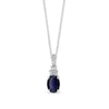 Thumbnail Image 1 of EFFY™ Collection Oval Blue Sapphire and 1/5 CT. T.W. Diamond Stacked Drop Pendant in 14K White Gold