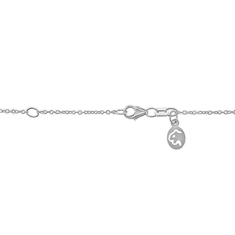 Main Image 2 of EFFY™ Collection Oval Blue Sapphire and 1/5 CT. T.W. Diamond Stacked Drop Pendant in 14K White Gold