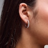 Thumbnail Image 2 of 1/2 CT. T.W. Certified Lab-Grown Diamond Oval Hoop Earrings in Sterling Silver (F/VS2)