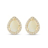 Thumbnail Image 1 of EFFY™ Collection Pear-Shaped Opal and 1/5 CT. T.W. Diamond Frame Stud Earrings in 14K Gold