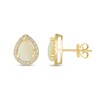 Thumbnail Image 2 of EFFY™ Collection Pear-Shaped Opal and 1/5 CT. T.W. Diamond Frame Stud Earrings in 14K Gold