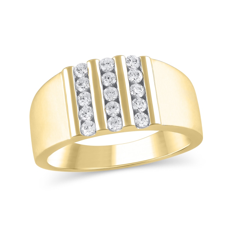 Main Image 1 of 5/8 CT. T.W. Certified Lab-Grown Diamond Triple Row Column Ring in 10K Gold (F/VS2)