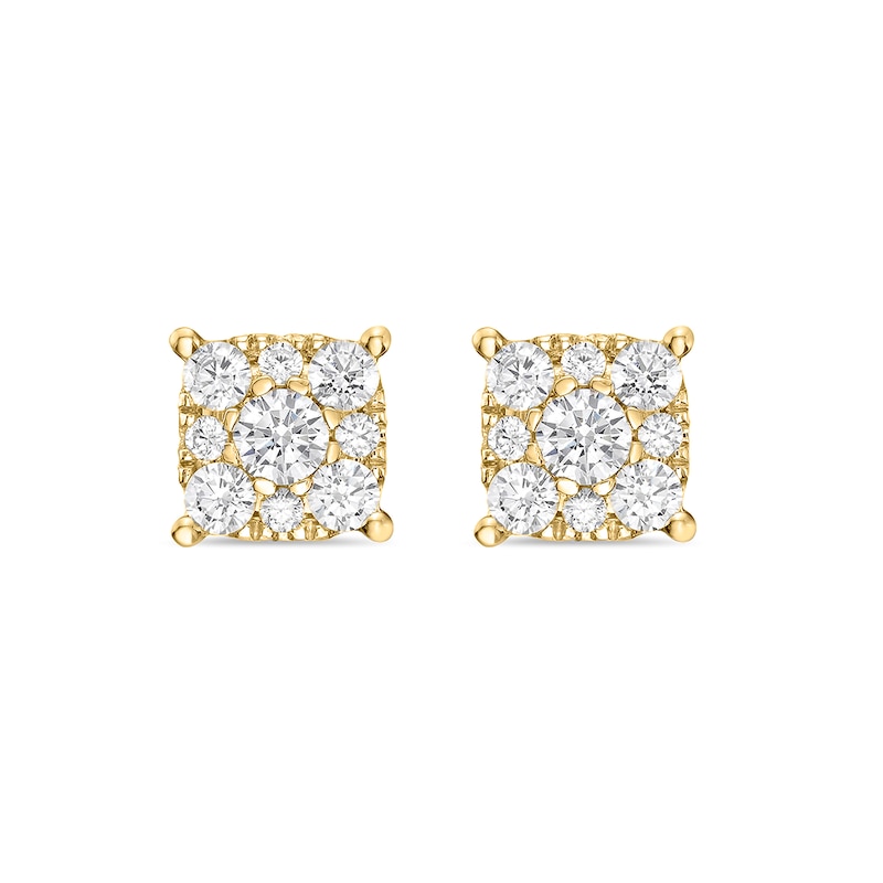 Main Image 1 of 2 CT. T.W. Cushion-Shaped Certified Lab-Grown Multi-Diamond Stud Earrings in 10K Gold (F/VS2)