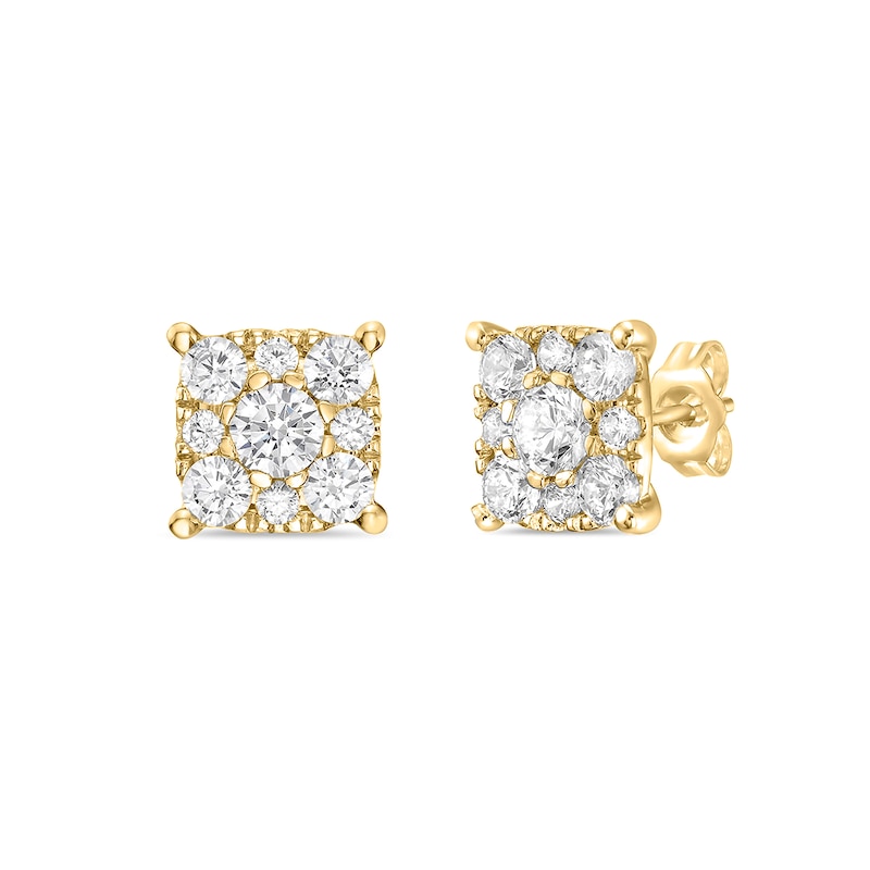 Main Image 2 of 2 CT. T.W. Cushion-Shaped Certified Lab-Grown Multi-Diamond Stud Earrings in 10K Gold (F/VS2)