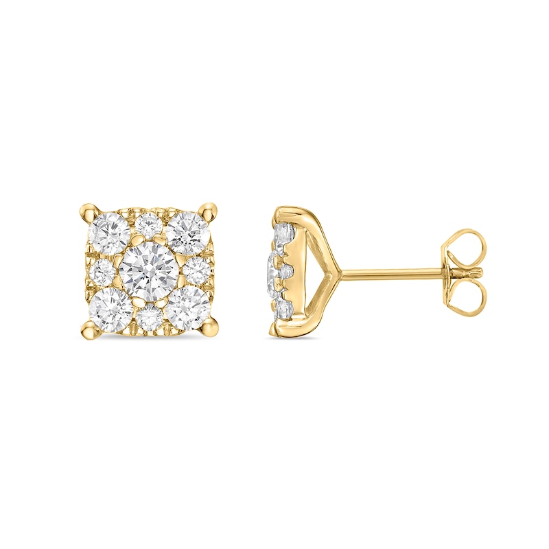 Main Image 4 of 2 CT. T.W. Cushion-Shaped Certified Lab-Grown Multi-Diamond Stud Earrings in 10K Gold (F/VS2)