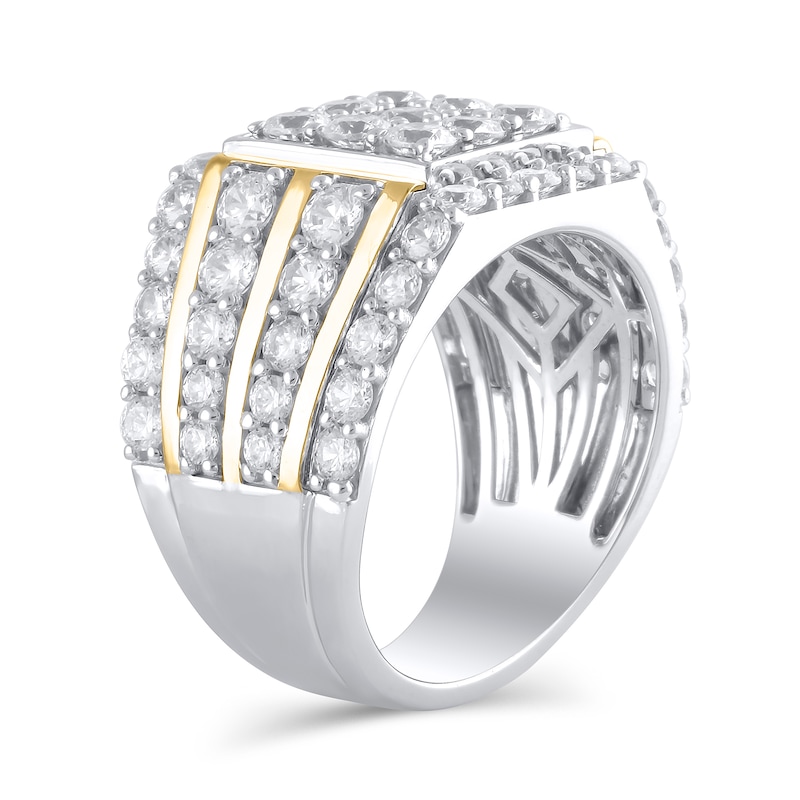 Main Image 2 of 4-1/4 CT. T.W. Square-Shaped Certified Lab-Grown Multi-Diamond Multi-Row Ring in 10K Two-Tone Gold (F/VS2)