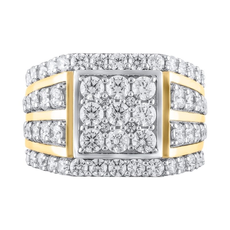 Main Image 3 of 4-1/4 CT. T.W. Square-Shaped Certified Lab-Grown Multi-Diamond Multi-Row Ring in 10K Two-Tone Gold (F/VS2)