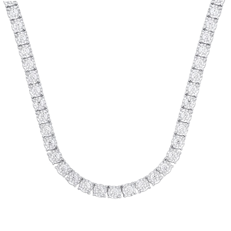 Main Image 1 of 10 CT. T.W. Certified Lab-Grown Diamond Miracle Tennis Necklace in 10K White Gold (F/VS2) - 22"