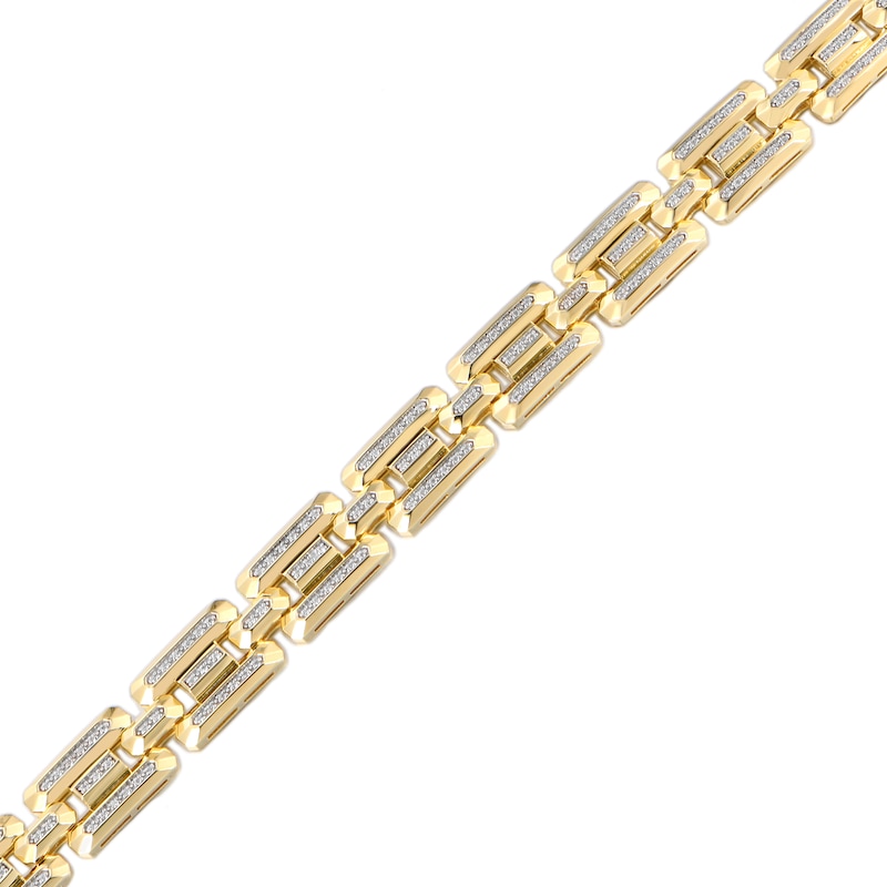Main Image 2 of 1 CT. T.W. Diamond Triple Row I-Link Bracelet in 10K Gold - 8.5"