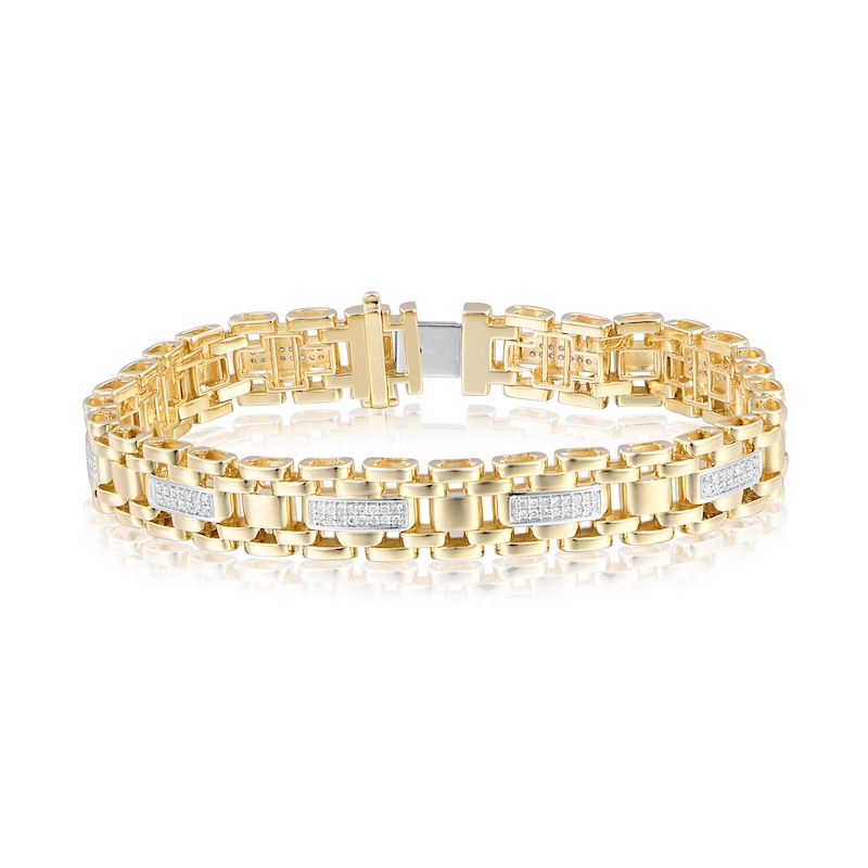 Main Image 1 of 3/4 CT. T.W. Diamond Center-Link Bracelet in 10K Gold - 8.5"
