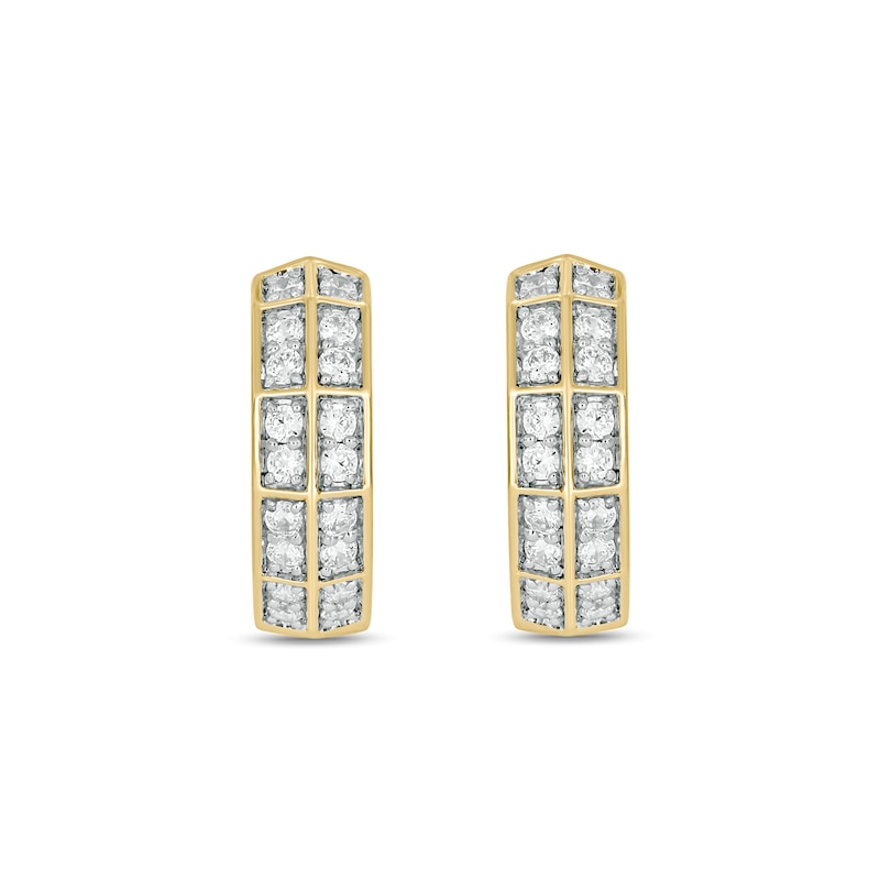 Main Image 1 of 1/2 CT. T.W. Certified Lab-Grown Diamond Double Row Hoop Earrings in 10K Gold (F/VS2)