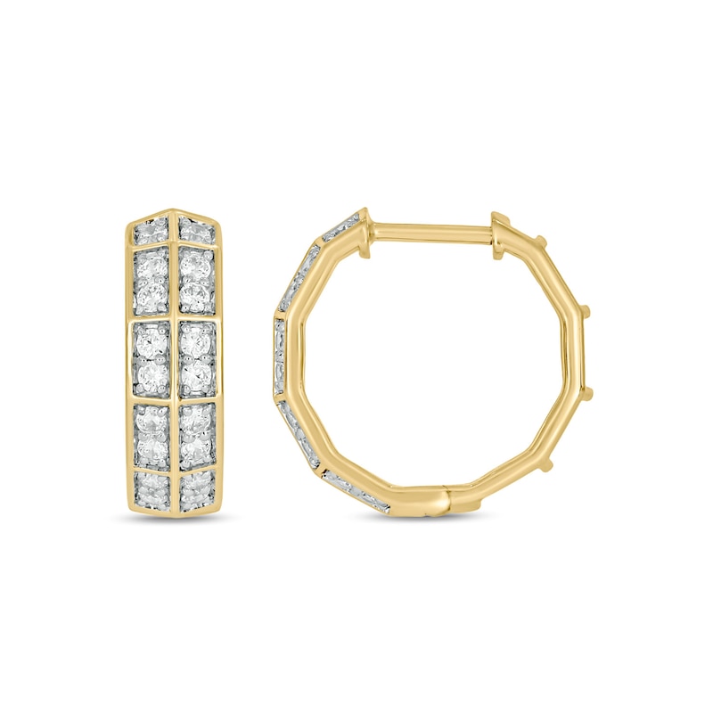Main Image 2 of 1/2 CT. T.W. Certified Lab-Grown Diamond Double Row Hoop Earrings in 10K Gold (F/VS2)
