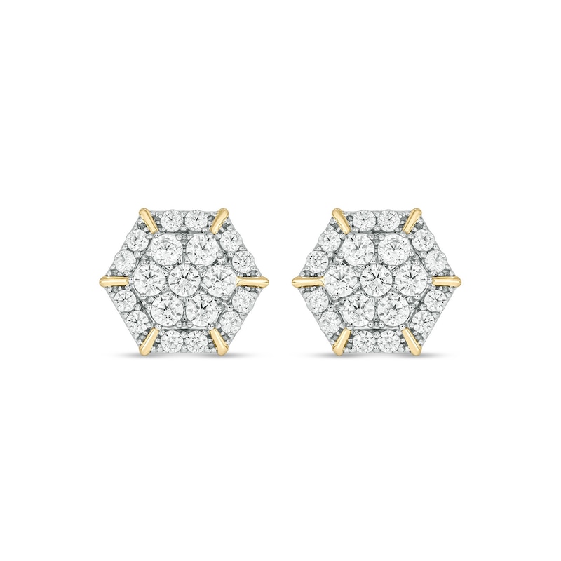 Main Image 1 of 1 CT. T.W. Certified Lab-Grown Multi-Diamond Hexagon Frame Stud Earrings in 10K Gold (F/VS2)