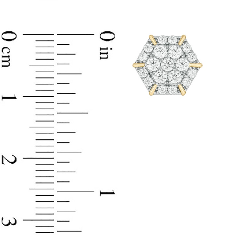 Main Image 3 of 1 CT. T.W. Certified Lab-Grown Multi-Diamond Hexagon Frame Stud Earrings in 10K Gold (F/VS2)