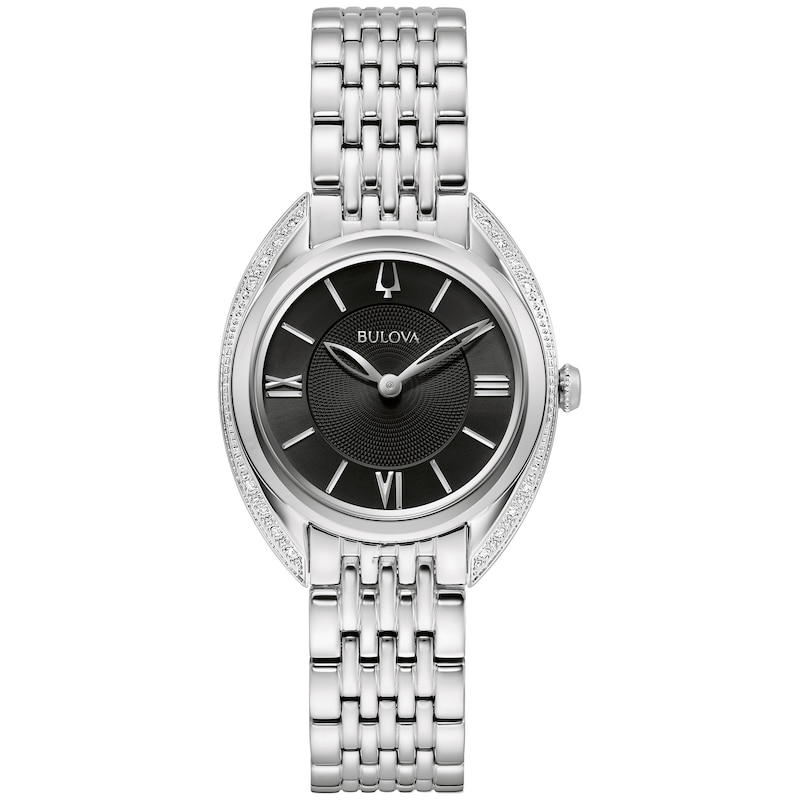 Main Image 1 of Ladies' Bulova Classic 1/15 CT. T.W. Diamond Watch with Black Dial (Model: 96R252)