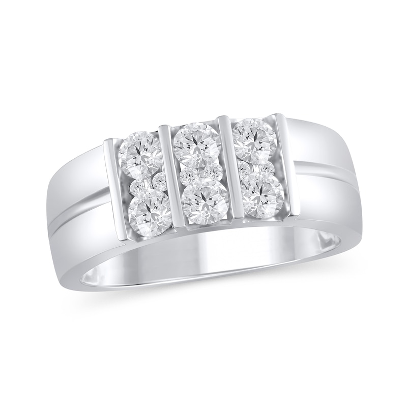 Main Image 1 of 1-1/3 CT. T.W. Certified Lab-Grown Diamond Stacked Band in 10K White Gold (F/VS2)