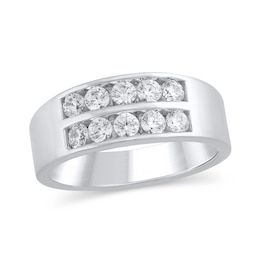 1 CT. T.W. Certified Lab-Grown Diamond Double-Row Channel-Set Band in 10K White Gold (F/VS2)