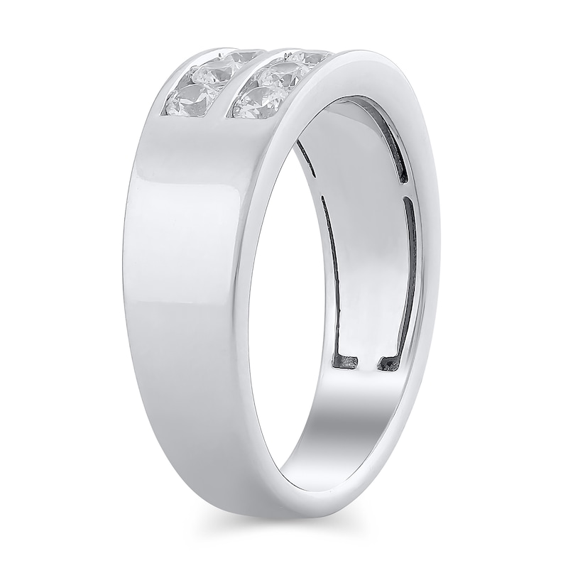 Main Image 2 of 1 CT. T.W. Certified Lab-Grown Diamond Double-Row Channel-Set Band in 10K White Gold (F/VS2)