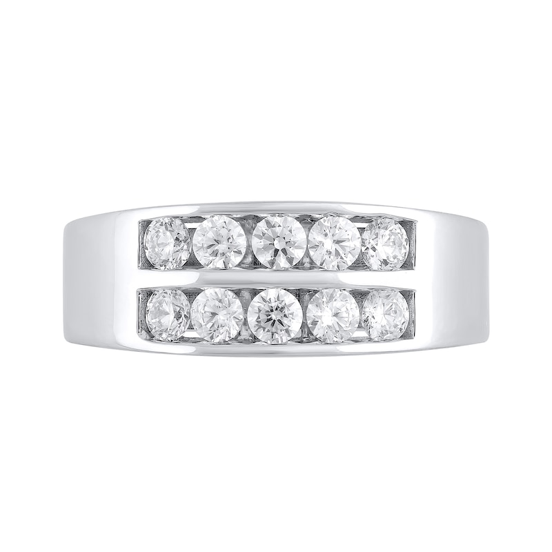 Main Image 3 of 1 CT. T.W. Certified Lab-Grown Diamond Double-Row Channel-Set Band in 10K White Gold (F/VS2)