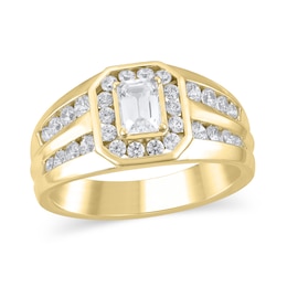 1-1/2 CT. T.W. Emerald-Cut Certified Lab-Grown Diamond Frame Fashion Ring in 10K Gold (F/VS2)
