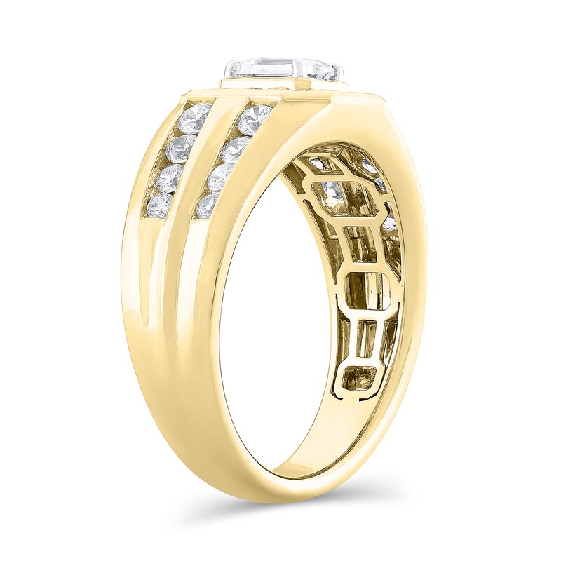 Main Image 2 of 1-1/2 CT. T.W. Emerald-Cut Certified Lab-Grown Diamond Frame Fashion Ring in 10K Gold (F/VS2)