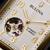 Thumbnail Image 4 of Men's Bulova Classic Sutton Two-Tone IP Automatic Watch with Rectangular Silver-Tone Dial (Model: 98A308)